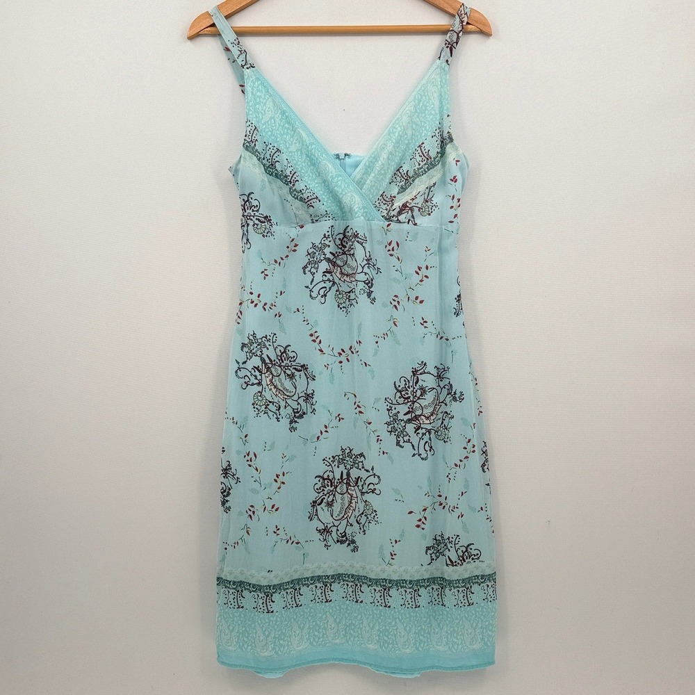 J.Jill Slip Dress Womens 8 Blue Floral Paisley Cottagecore Fairycore Whimsical